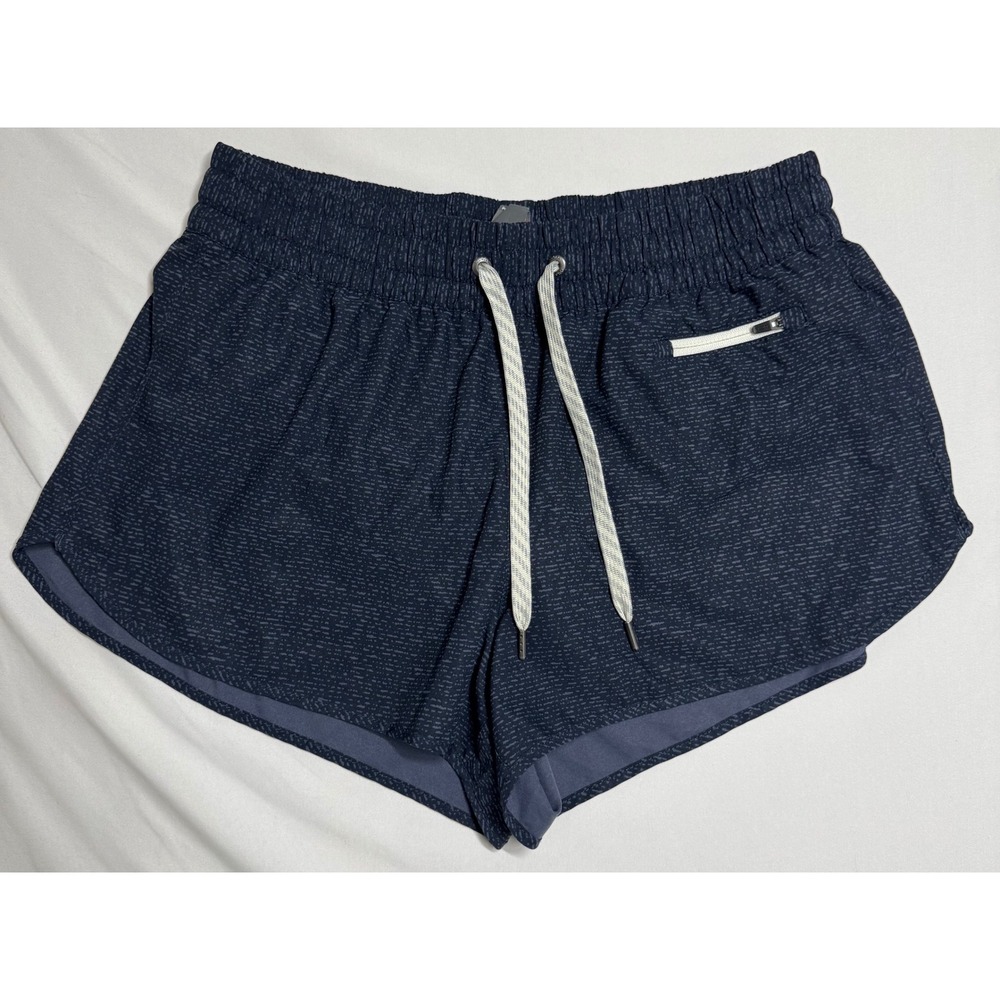 Vuori Clementine 2.0 Shorts Womens Medium Navy Dash Print Running Athletic